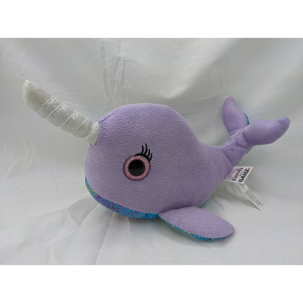Ganz Narwhal Whale Plush 11 Inch Purple Sparkles Stuffed Animal Toy‎